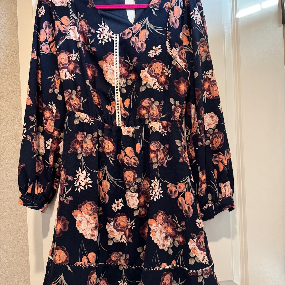 Floral Medium Petite Long Sleeve Dress